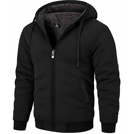 ZITY Men's Sherpa-Lined Fleece Zip Hoodie in Multiple Colors